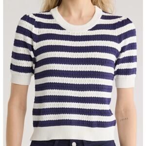 Industry Pointelle Navy and White Sweater, Size M
